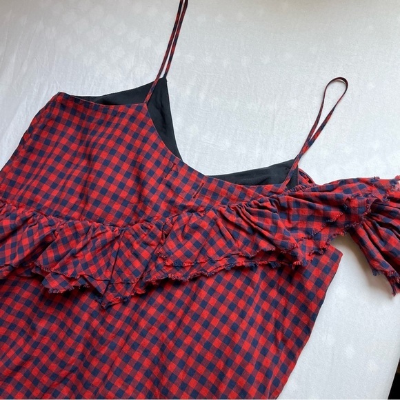 Father’s Daughter navy red plaid ruffle sleeveless mini dress - Picture 4 of 6